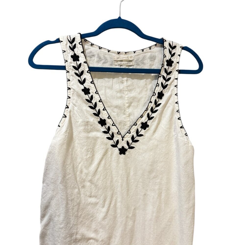 Urban Outfitters White Sleeveless Dress with Black Embroidery - Size M - Picture 3 of 5